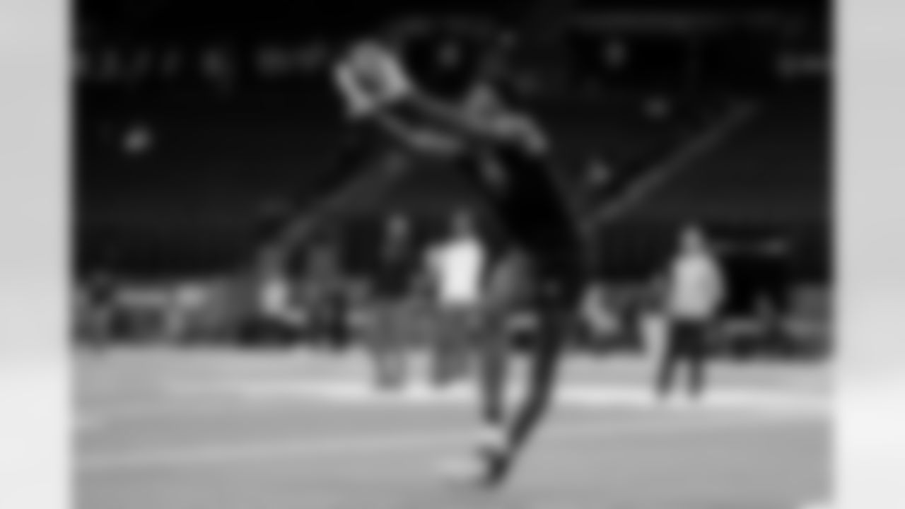 Georgia State wide receiver Ted Hurst (24) participates in a drill during the 2026 NFL Scouting Combine on Saturday, February 28, 2026 in Indianapolis, Indiana. (Lauren Leigh Bacho/NFL)