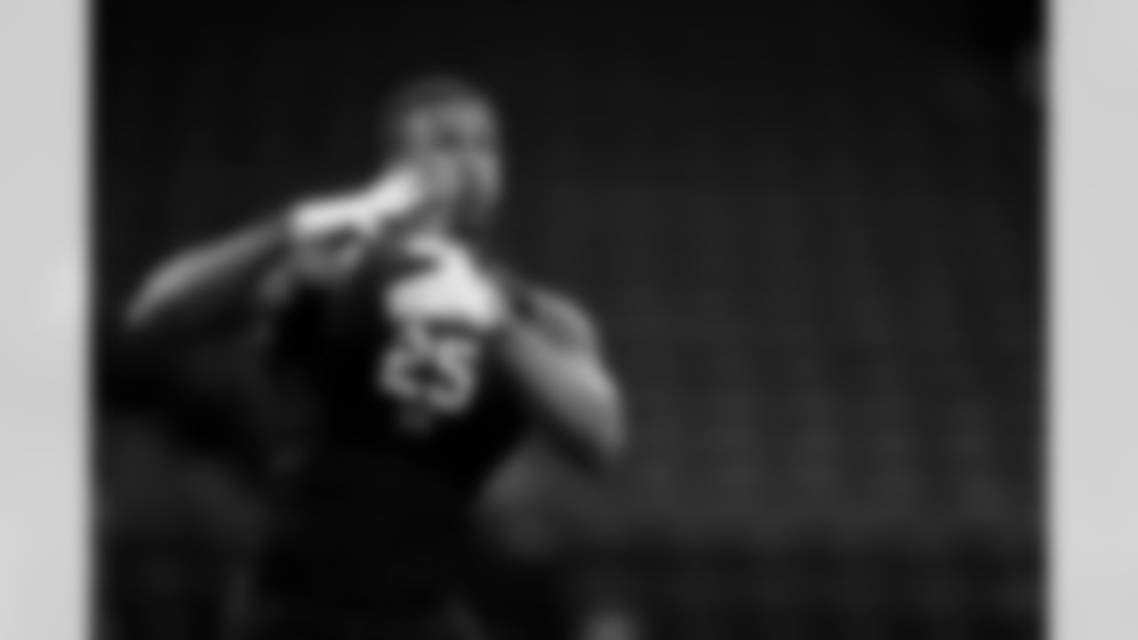 Ohio State linebacker Sonny Styles (25) during the 2026 NFL Scouting Combine on Thursday, February 26, 2026 in Indianapolis, Indiana. (Cooper Neill/NFL)