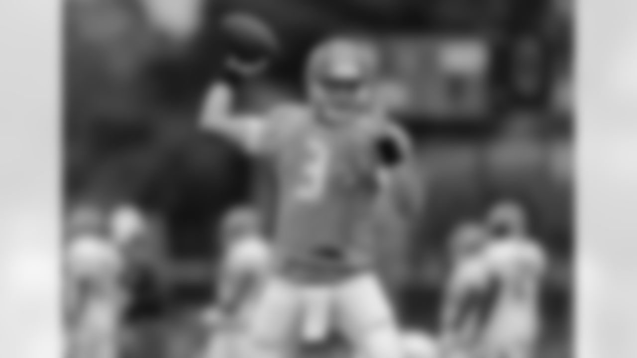 Tampa Bay Buccaneers quarterback Mike Kafka throws a pass during an NFL football training camp Monday, Aug. 4, 2014, in Tampa, Fla. (AP Photo/Chris O'Meara)