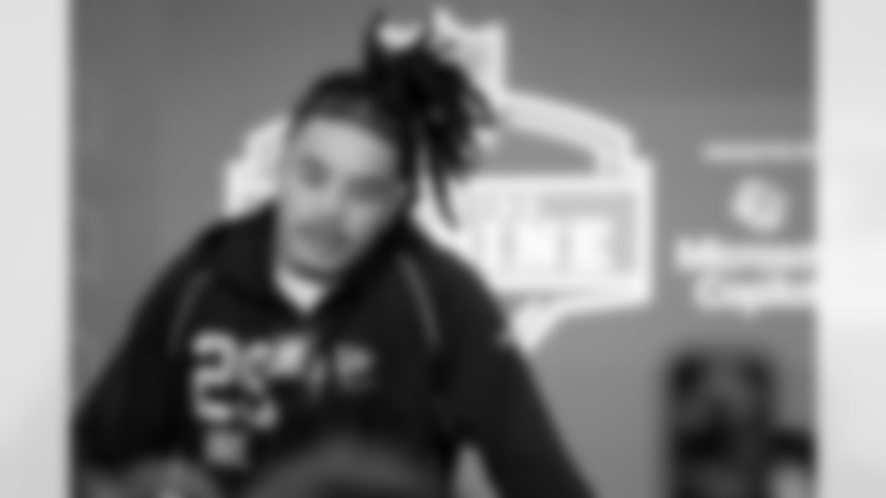 Southern California wide receiver Makai Lemon (29) speaks during a press conference at the 2026 NFL Scouting Combine on Friday, February 27, 2026 in Indianapolis, Indiana. (Lauren Leigh Bacho/NFL)