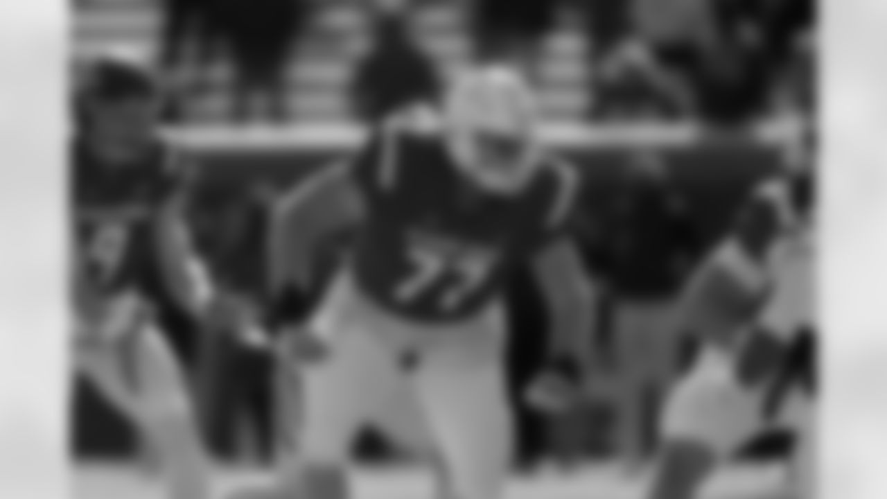 National Team offensive lineman Keylan Rutledge (77), of Georgia Tech, during the first half of the Senior Bowl NCAA college football game Saturday, Jan. 31, 2026, in Mobile, Ala. (AP Photo/Butch Dill)