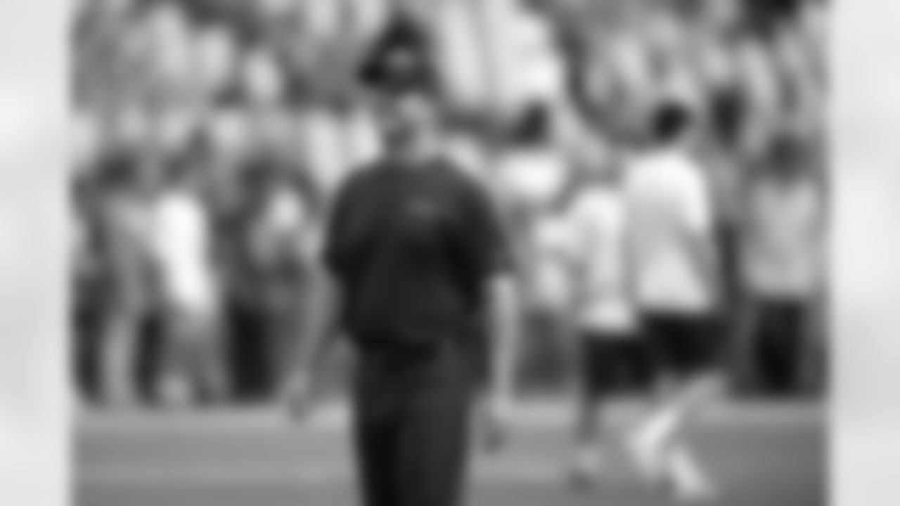 Baltimore Ravens head coach John Harbaugh looks on as his team works out prior to an NFL football game against the Cleveland Browns Sunday, Sept. 29, 2019, in Baltimore. (AP Photo/Nick Wass)
