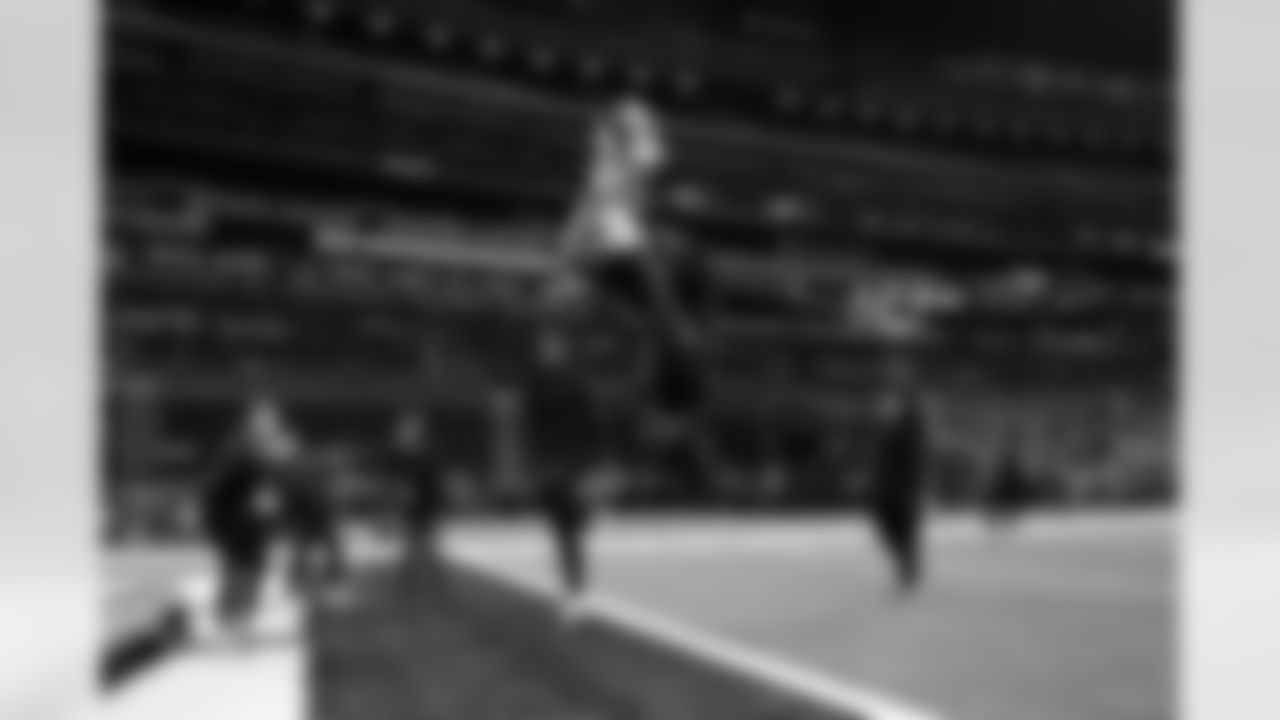 LSU wide receiver Aaron Anderson (01) participates in a drill during the 2026 NFL Scouting Combine on Saturday, February 28, 2026 in Indianapolis, Indiana. (Cooper Neill/NFL)