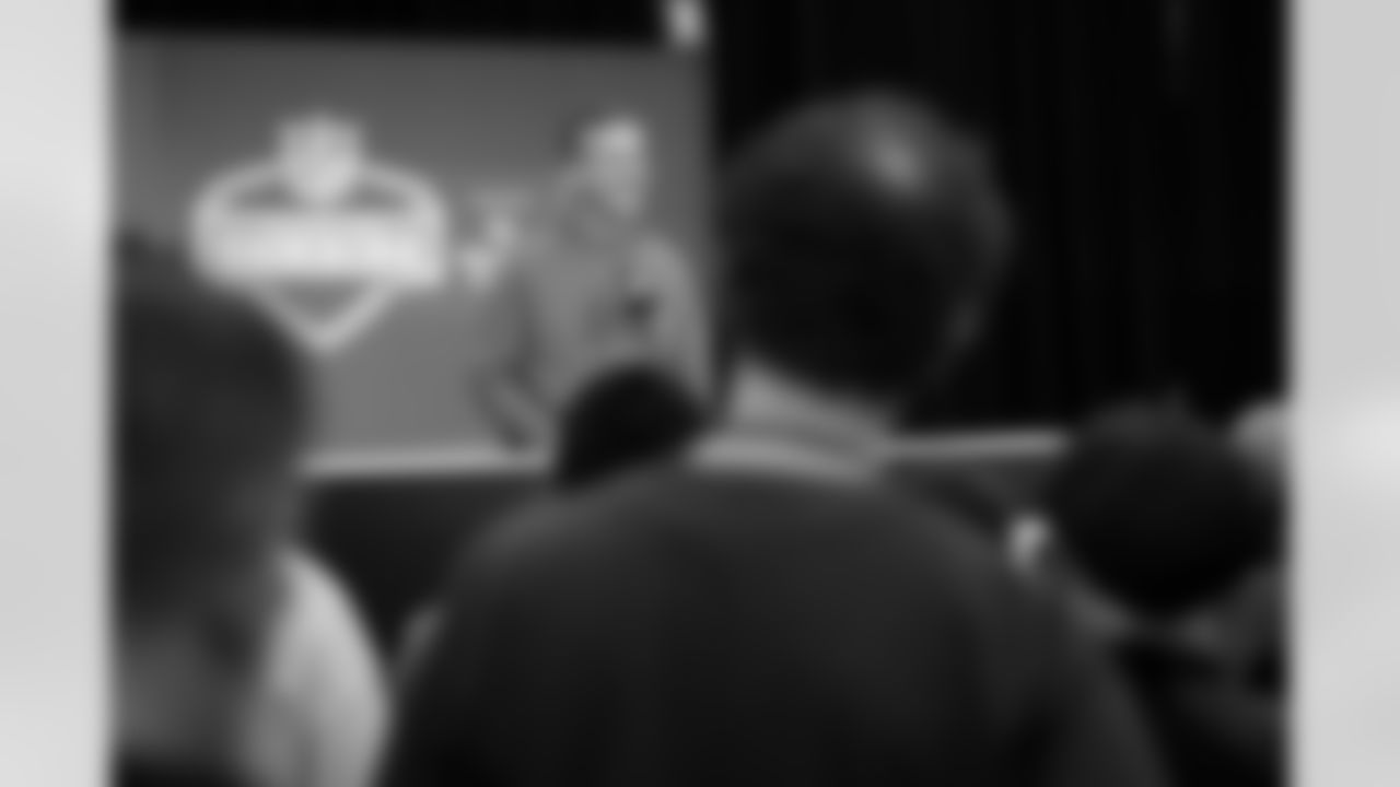 New York Giants head coach John Harbaugh speaks during a press conference at the 2026 NFL Scouting Combine on Tuesday, February 24, 2026 in Indianapolis, Indiana. (Cooper Neill/NFL)