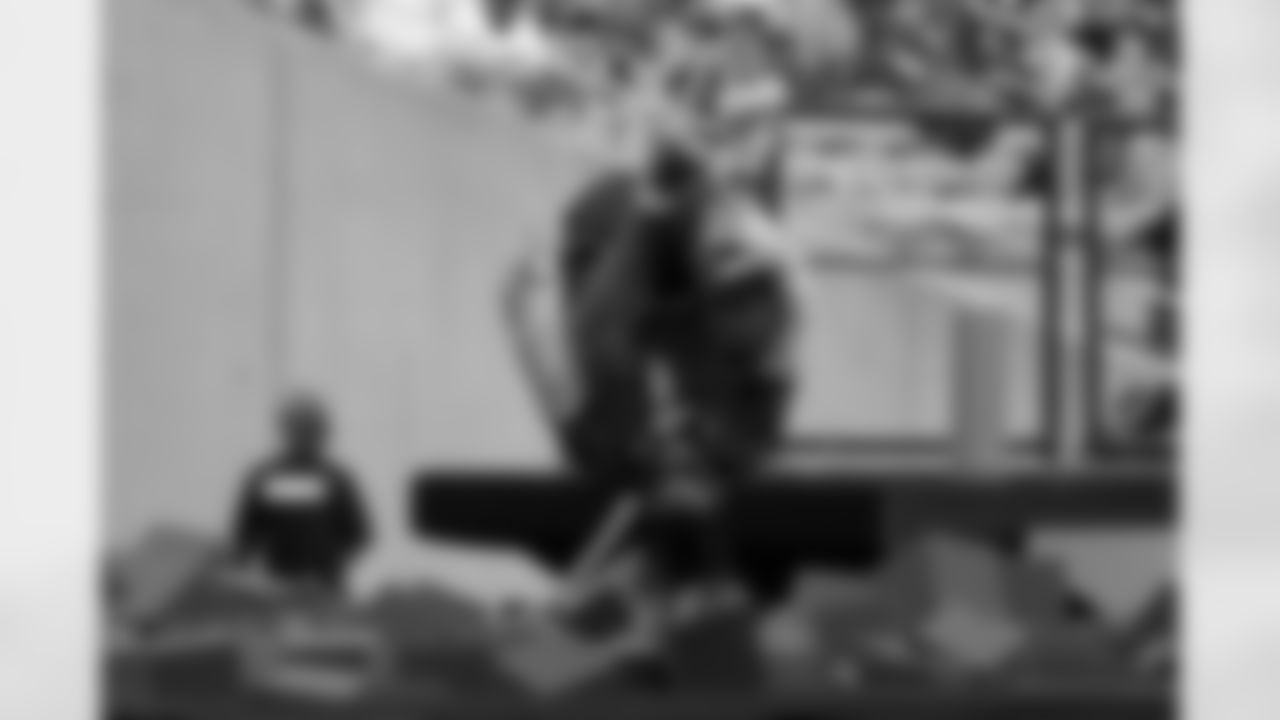 NFC wide receiver Malik Nabers, of the New York Giants, celebrates after scoring a touchdown during the flag football event at the NFL Pro Bowl, Sunday, Feb. 2, 2025, in Orlando. (AP Photo/John Raoux)