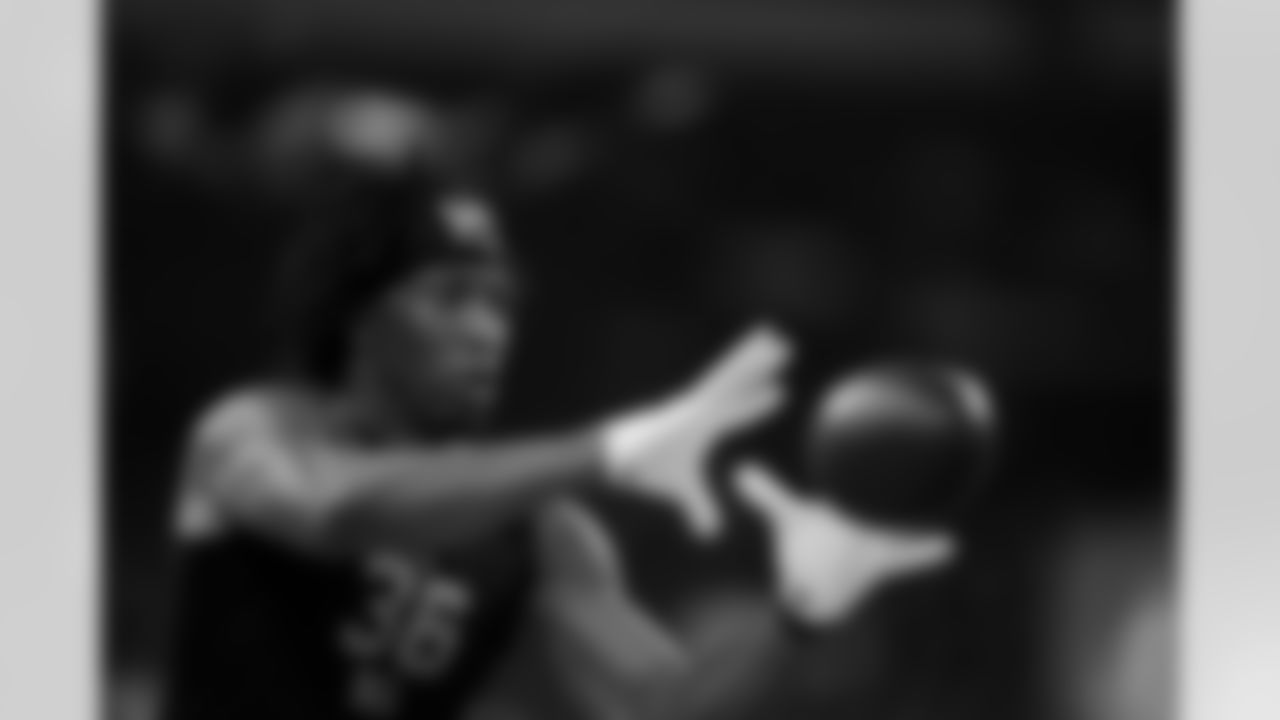 Florida wide receiver J. Michael Sturdivant (36) participates in a drill during the 2026 NFL Scouting Combine on Saturday, February 28, 2026 in Indianapolis, Indiana. (Cooper Neill/NFL)