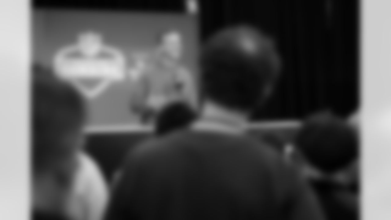 New York Giants head coach John Harbaugh speaks during a press conference at the 2026 NFL Scouting Combine on Tuesday, February 24, 2026 in Indianapolis, Indiana. (Cooper Neill/NFL)