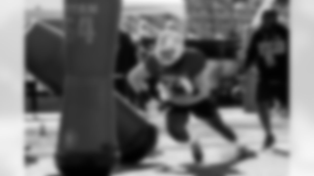 National Team outside linebacker Nadame Tucker (11), of Western Michigan, runs through drills during practice for the Senior Bowl NCAA college football game Tuesday, Jan. 27, 2026, in Mobile, Ala. (AP Photo/Butch Dill)