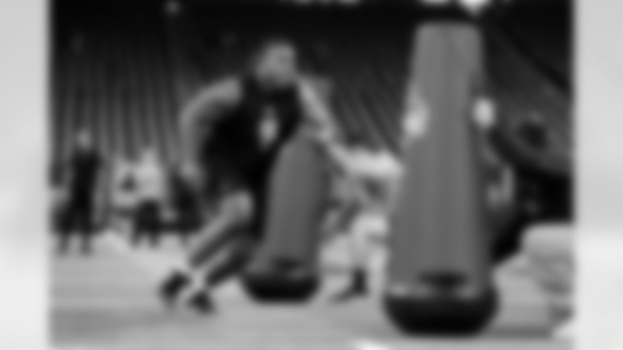 Alabama defensive lineman Tim Keenan III (18) participates in a drill during the 2026 NFL Scouting Combine on Thursday, February 26, 2026 in Indianapolis, Indiana. (Lauren Leigh Bacho/NFL)