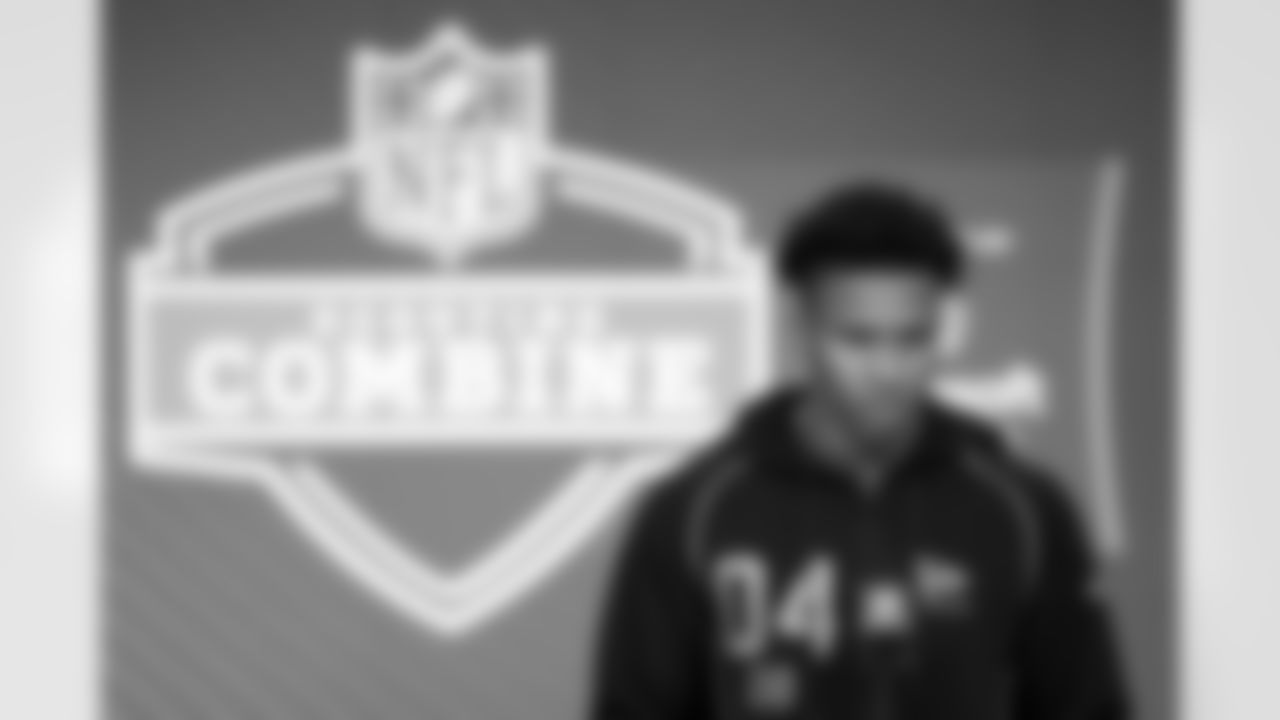 South Carolina defensive back Brandon Cisse (04) speaks during a press conference at the 2026 NFL Scouting Combine on Thursday, February 26, 2026 in Indianapolis, Indiana. (Cooper Neill/NFL)