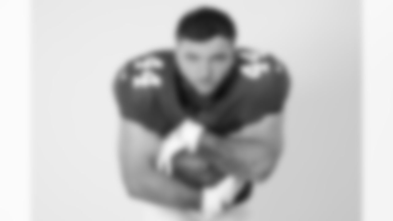 New York Giants running back Cam Skattebo (44) poses for a portrait during the NFLPA Rookie Premiere on Saturday, May 17, 2025 in Thousand Oaks, Calif. (Ben Liebenberg/NFL)