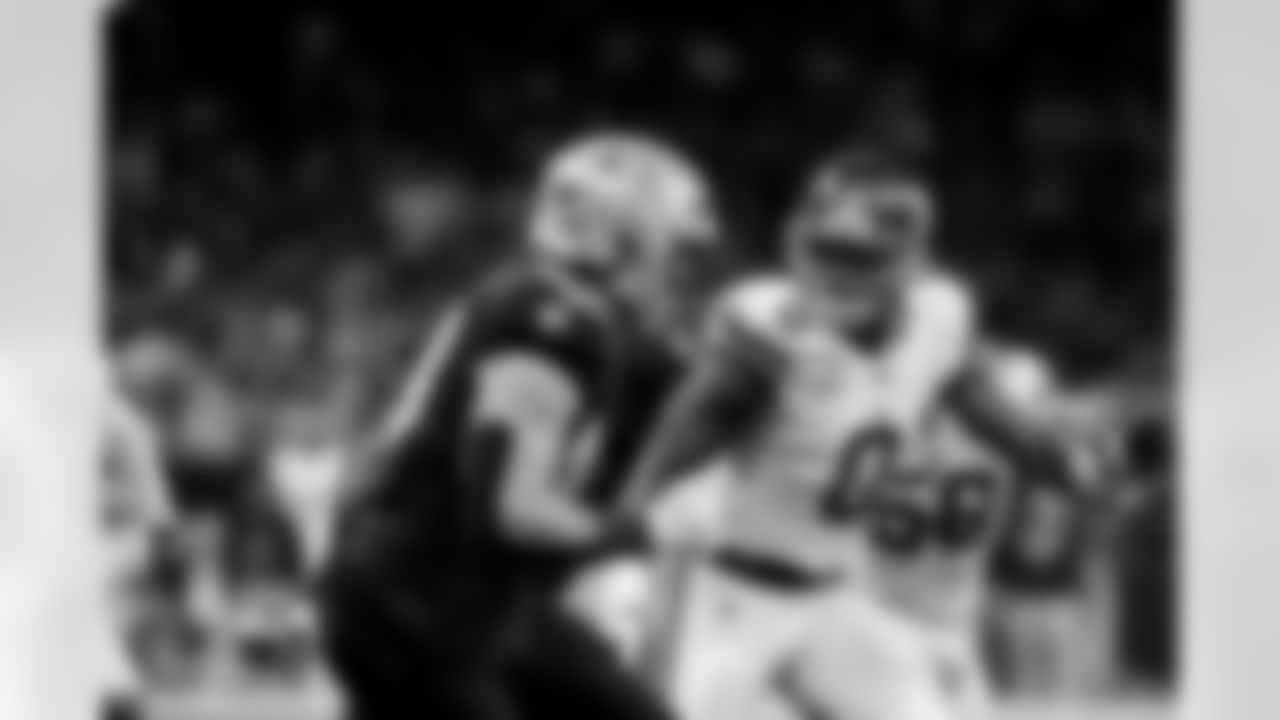 OLB Brian Burns (0) runs during an NFL football game against the New Orleans Saints on Sunday, October 5, 2025 at Caesars Superdome in New Orleans. (Evan Pinkus/NEW YORK GIANTS)