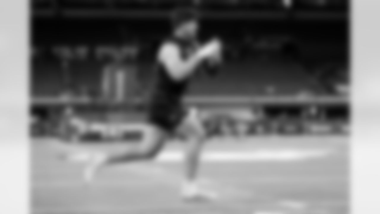 Texas Tech linebacker Jacob Rodriguez (21) participates in a drill during the 2026 NFL Scouting Combine on Thursday, February 26, 2026 in Indianapolis, Indiana. (Lauren Leigh Bacho/NFL)