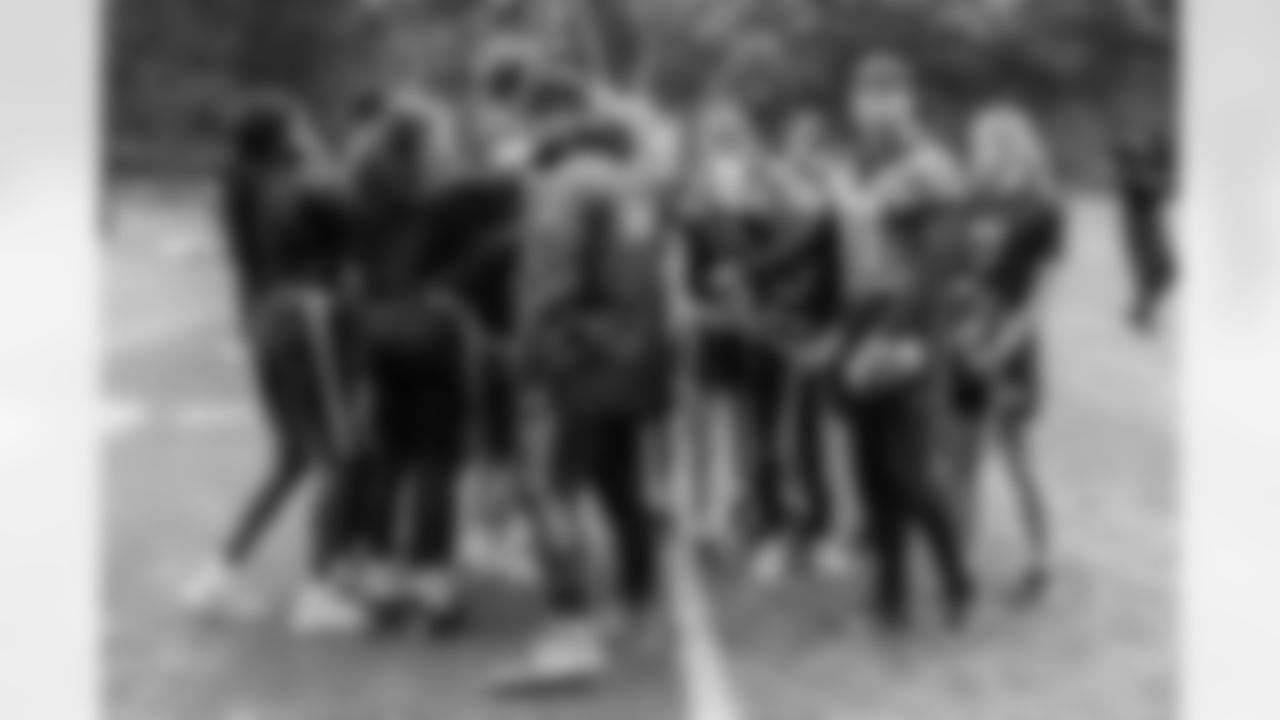 Watford, U.K. — Jaguars wide receiver Austin Trammell (81) and quarterback Carter Bradley (10) during JagTag at The Grove on October 17, 2025.
