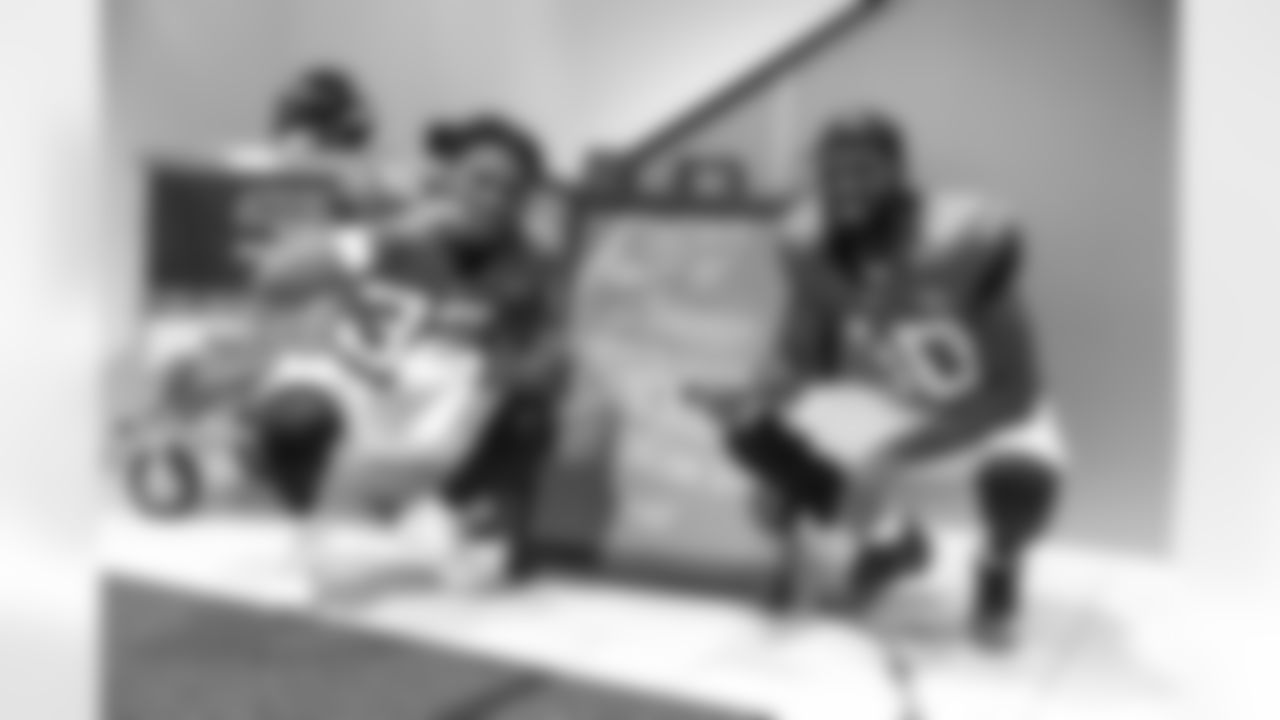 Jacksonville, Fla. — A behind-the-scenes image of safety Cam'Ron Silmon-Craig (32) and defensive back Aydan White (40) during media day at EverBank Stadium on Monday, June 8, 2025.