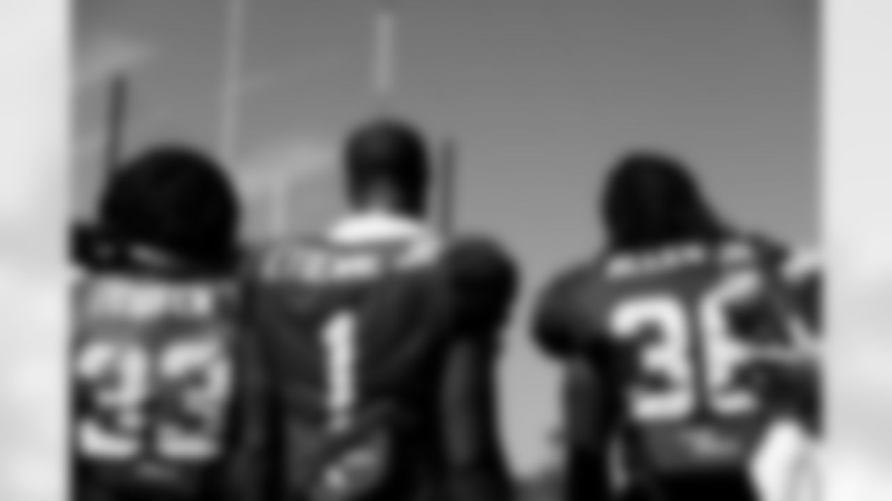 Jacksonville, Fla. — Jaguars running backs Bhayshul Tuten (33), Travis Etienne Jr. (1) and LeQuint Allen Jr. (36) during training camp at the Miller Electric Center on July 29, 2025.