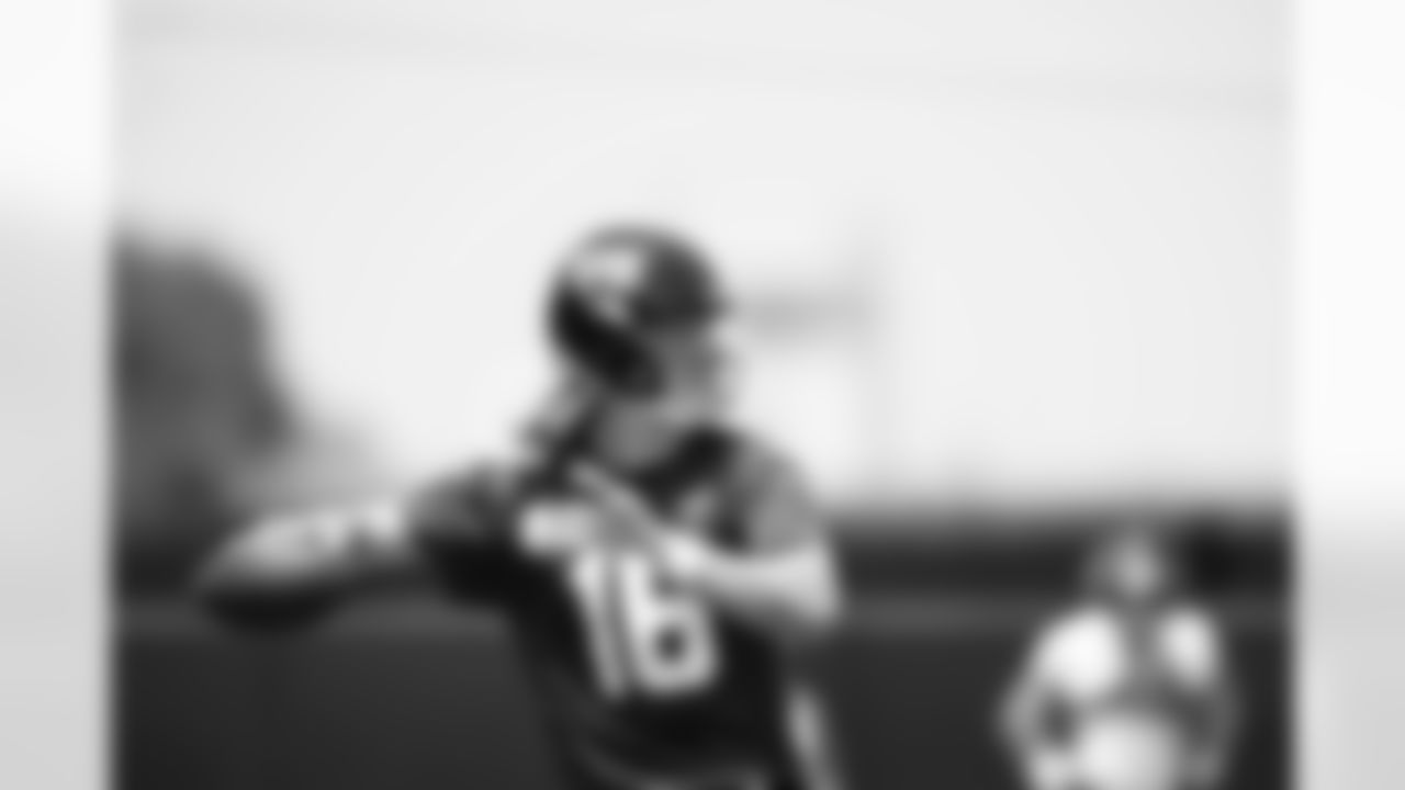 Jacksonville, Fla. — Jaguars quarterback Trevor Lawrence (16) during OTAs at the Miller Electric Center on May 19, 2025.