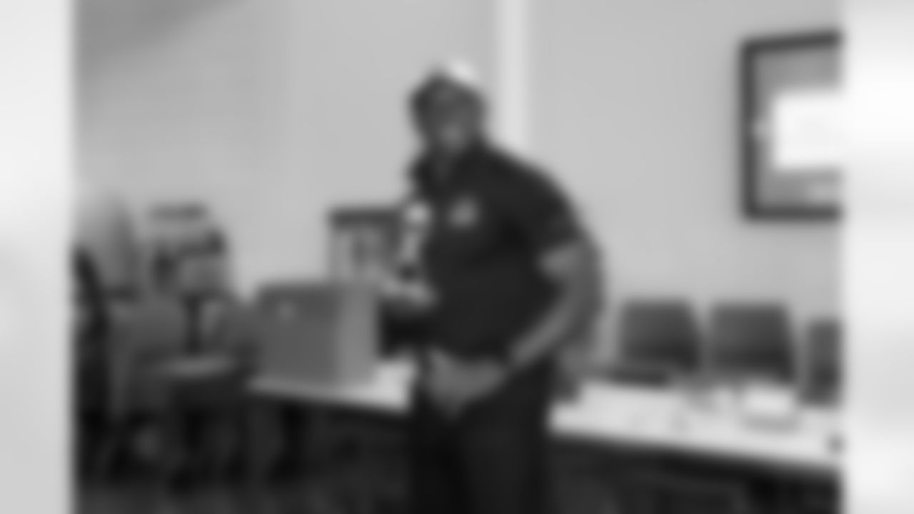 Jacksonville, Fla. — Jaguars director of player development and youth football Marcus Pollard during the rookie cooking competition at the Miller Electric Center on June 3, 2025.
