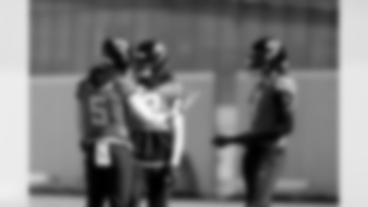 Jacksonville, Fla. — Jaguars wide receiver Dyami Brown (5) and wide receiver Brian Thomas Jr. (7) during practice at the Miller Electric Center on December 11, 2025.