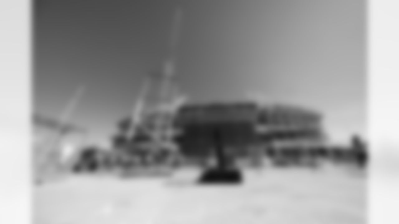 Jacksonville, Fla. — The first steel trusses are installed during the Stadium of the Future construction project on Thursday, February 10, 2026.