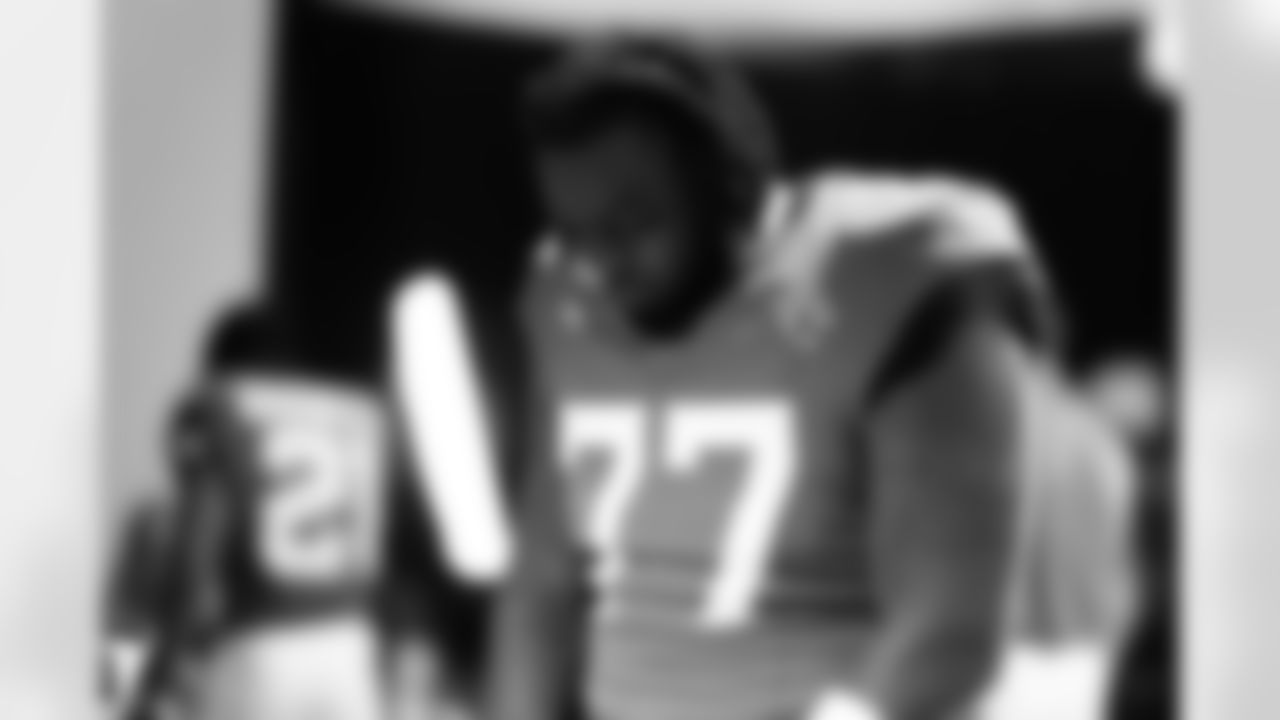 Jacksonville, Fla. — A behind-the-scenes image of offensive lineman Anton Harrison (77) during the Jaguars 2024 Media Day on May 30, 2024.