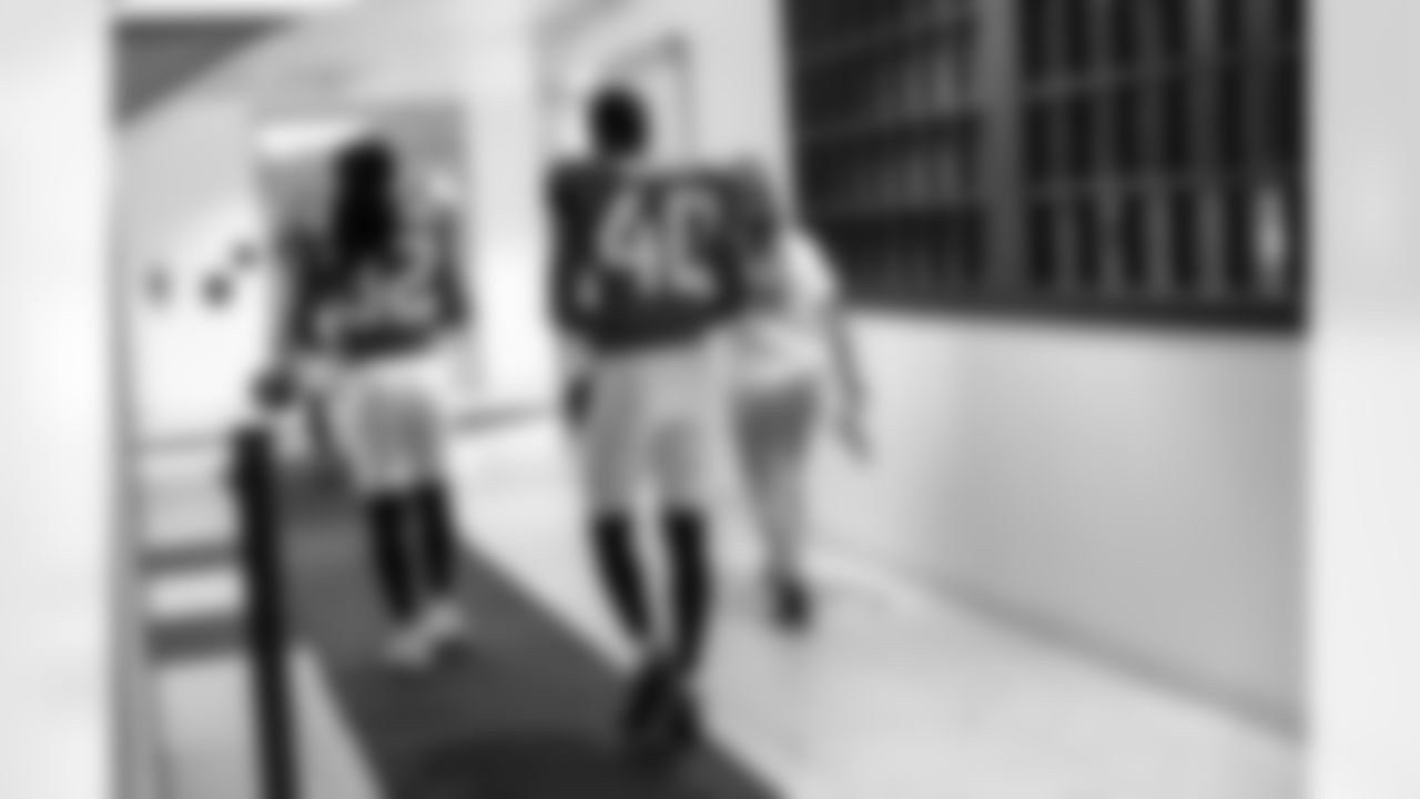 Jacksonville, Fla. — A behind-the-scenes image of safety Cam'Ron Silmon-Craig (32) and defensive back Aydan White (40) during media day at EverBank Stadium on Monday, June 8, 2025.