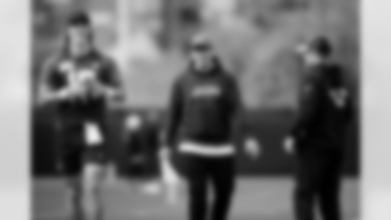 Jacksonville, Fla. — Jaguars quarterback Trevor Lawrence (16) and offensive coordinator Grant Udinski during practice at the Miller Electric Center on December 3, 2025.