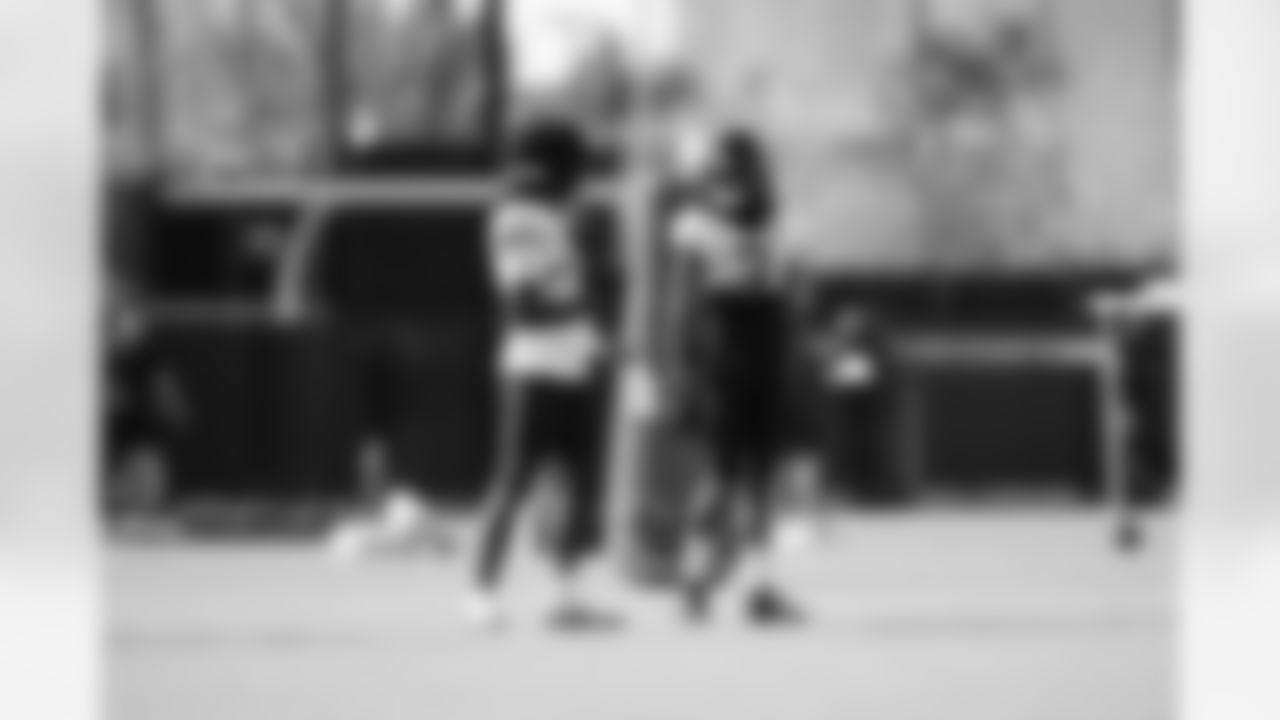 Jacksonville, Fla. — Jaguars wide receiver Brian Thomas Jr. (7) and wide receiver Jakobi Meyers (3) during practice at the Miller Electric Center on November 20, 2025.