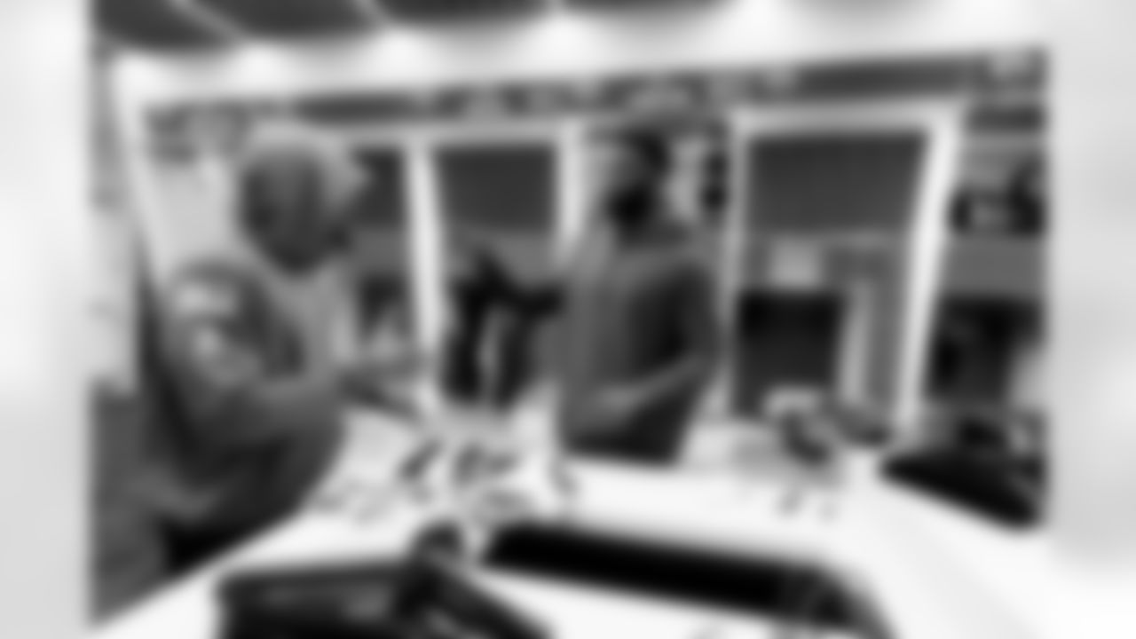 Jacksonville, Fla. — Jaguars defensive end Josh Hines-Allen and running back LeQuint Allen Jr. during locker clean out at the Miller Electric Center on January 12, 2026.