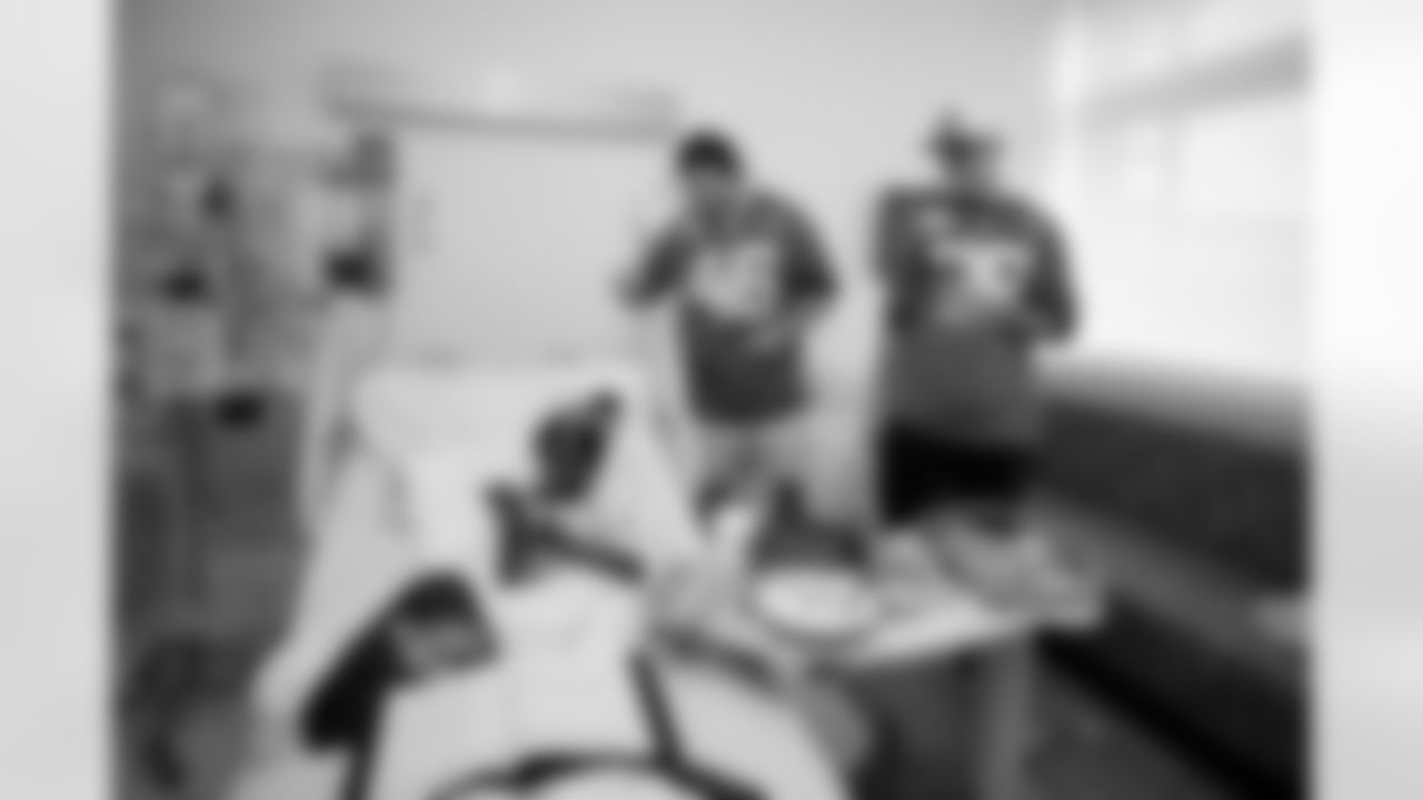 Jacksonville, Fla. – An image from a Wolfson Children's Hospital visit with Jaguars kicker Cam Little and Jaguars long snapper Ross Matiscik on October 1, 2024.