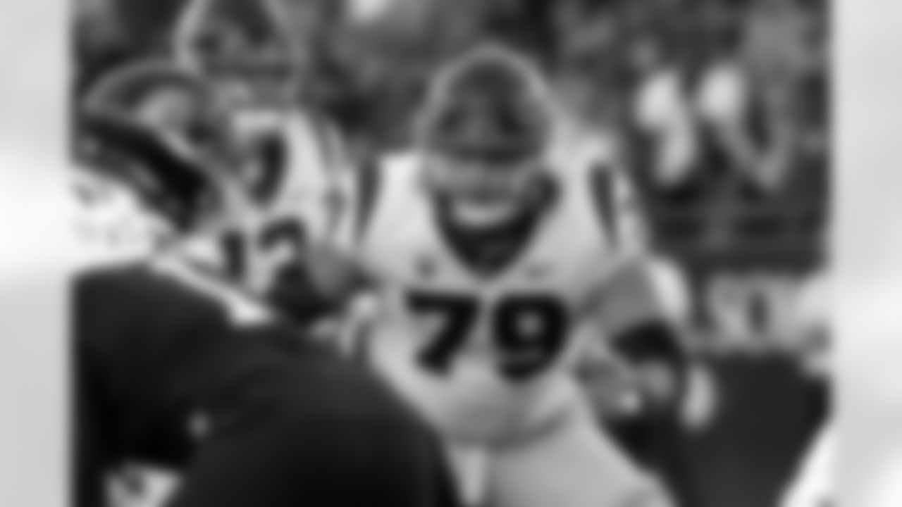 Southern California offensive lineman Jonah Monheim (79) in the first half during an NCAA college football game against Arizona, Saturday, Oct. 29, 2022, in Tucson, Ariz. (AP Photo/Rick Scuteri)