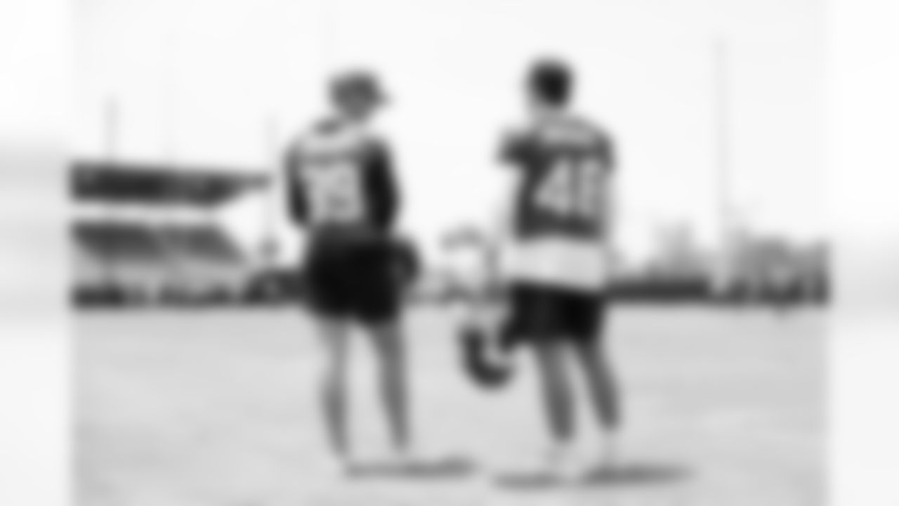 Jacksonville, Fla. — Jaguars kicker Cam Little (39) and long snapper Ross Matiscik (46) during OTAs at the Miller Electric Center on May 19, 2025.