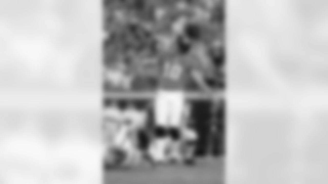 Jacksonville Jaguars place kicker Josh Scobee (10) watches his game-winning 59-yard field goal at the end of an NFL football game against the Indianapolis Colts in Jacksonville, Fla., Sunday, Sept. 3, 2010.(AP Photo/Phelan M. Ebenhack)