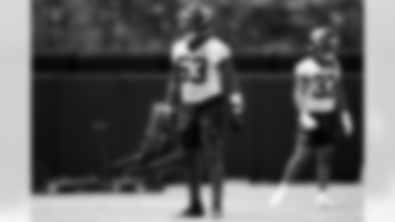 Jacksonville, Fla. — Jaguars linebacker Jalen McLeod (53) during rookie minicamp at the Miller Electric Center on May 9, 2025.