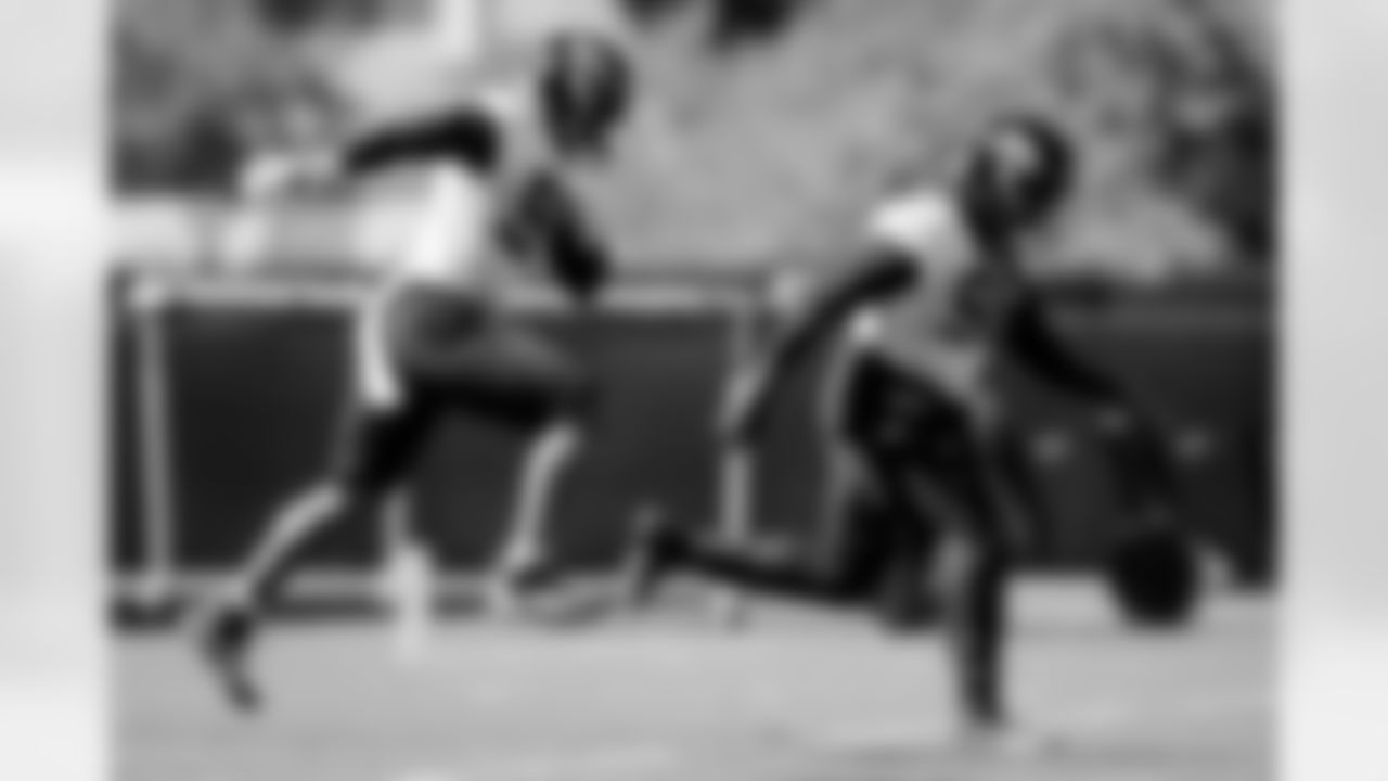 Jacksonville, Fla. — Jaguars defensive lineman Austin Johnson (99) and defensive end Dawuane Smoot (98) during practice at the Miller Electric Center on November 12, 2025.