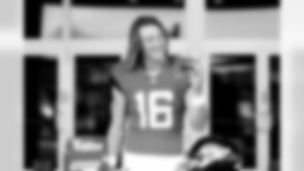 Jacksonville, Fla. — A behind-the-scenes image of quarterback Trevor Lawrence (16) during the Jaguars 2024 Media Day on May 30, 2024.