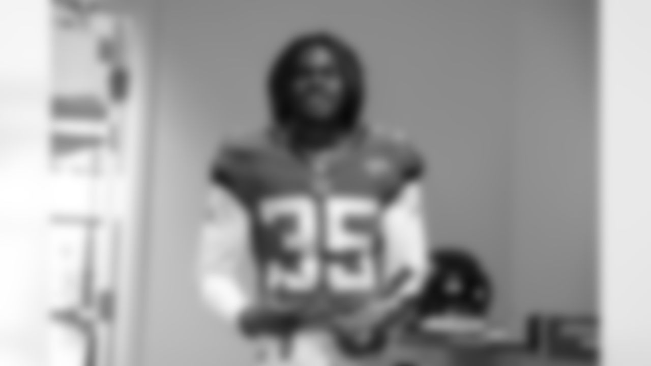 Jacksonville, Fla. — A behind-the-scenes image of defensive back Doneiko Slaughter (35) during media day at EverBank Stadium on Monday, June 8, 2025.