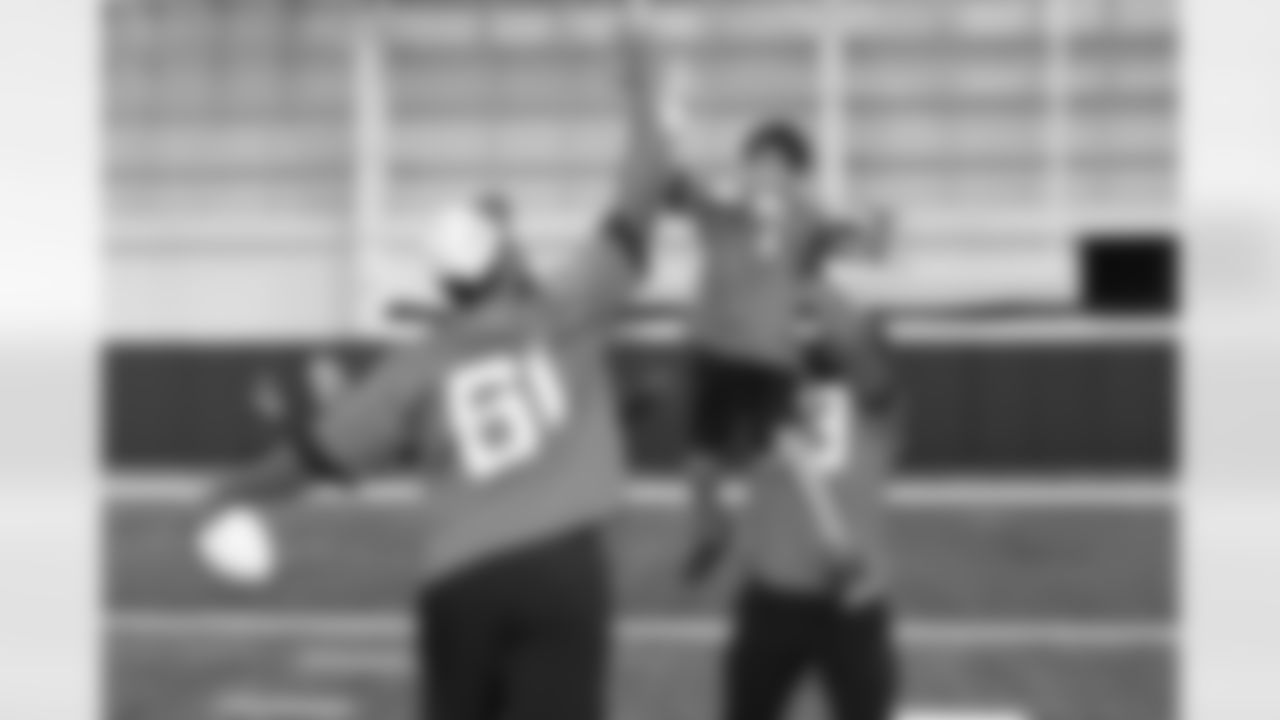 Jacksonville, Fla. — 2025 Special Olympics Fantasy Camp with the Jaguars rookie class at the Miller Electric Center on June 19, 2025.
OL Sal Wormley (61) and RB Bhayshul Tuten (33)
