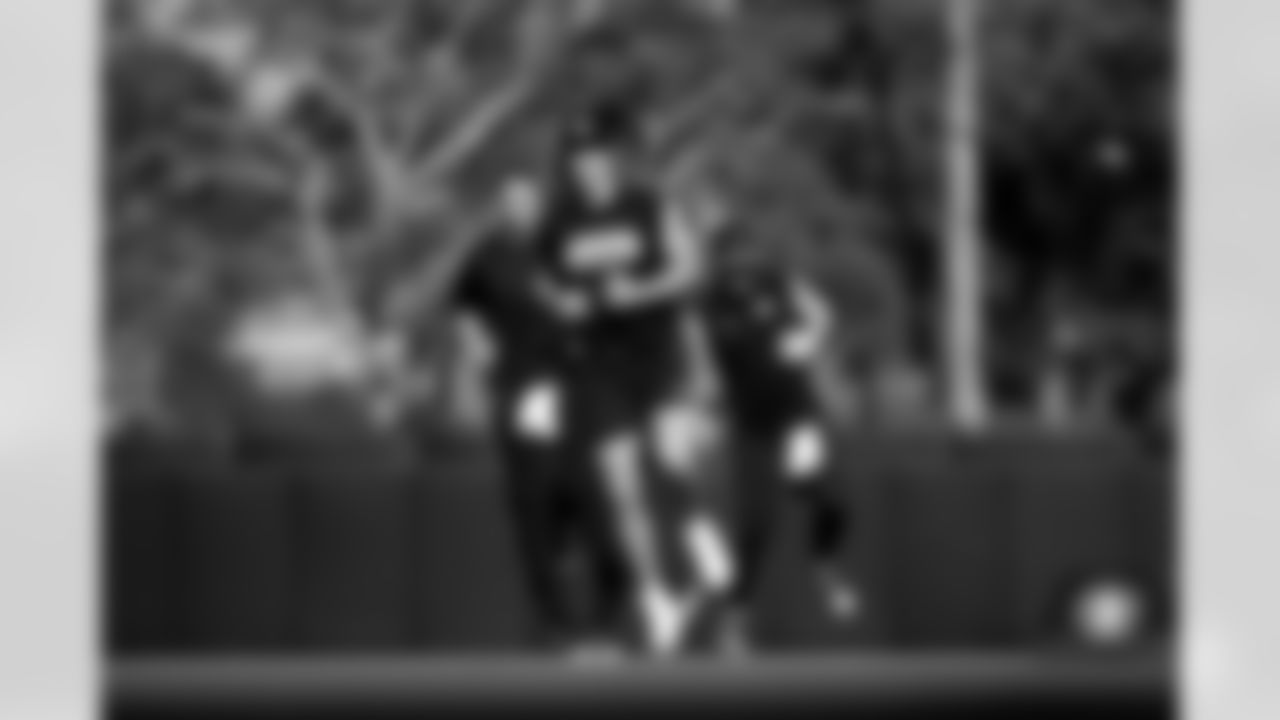 Jacksonville, Fla. — Jaguars quarterbacks during voluntary offseason workouts at the Miller Electric Center on April 24, 2024.