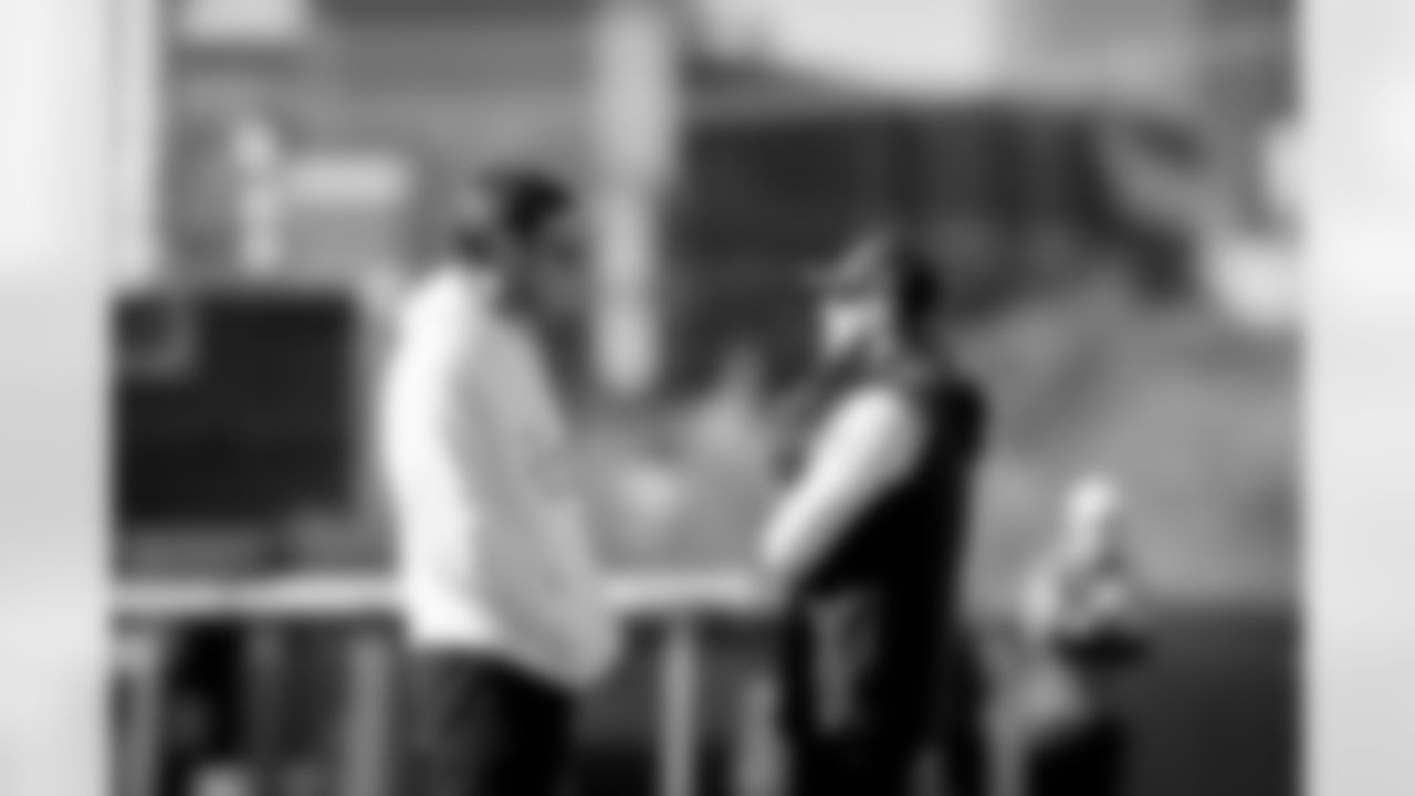 Jacksonville, Fla. — Jaguars executive vice president of football operations Tony Boselli and head coach Liam Coen during practice at the Miller Electric Center on January 1, 2026.