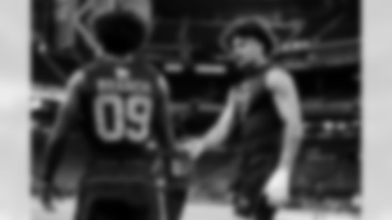 Washington wide receiver Denzel Boston (08) and Georgia wide receiver Zachariah Branch (09)looks on during the 2026 NFL Scouting Combine on Saturday, February 28, 2026 in Indianapolis, Indiana. (Lauren Leigh Bacho/NFL)