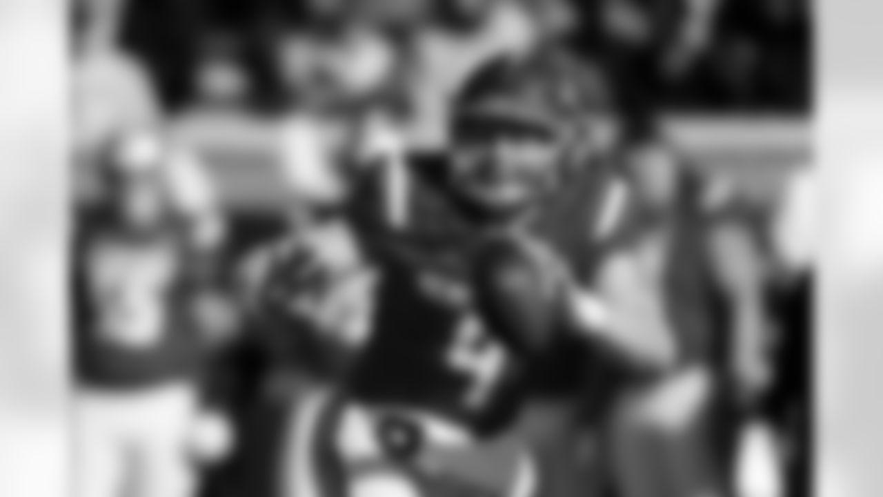 National Team quarterback Cole Payton (9), of North Dakota State, drops back to pass during the first half of the Senior Bowl NCAA college football game Saturday, Jan. 31, 2026, in Mobile, Ala. (AP Photo/Butch Dill)