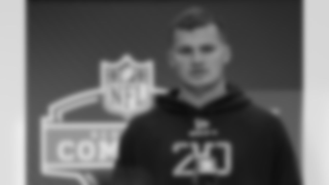 LSU tight end Mason Taylor speaks during a press conference at the NFL football scouting combine in Indianapolis, Thursday, Feb. 27, 2025. (AP Photo/Michael Conroy)