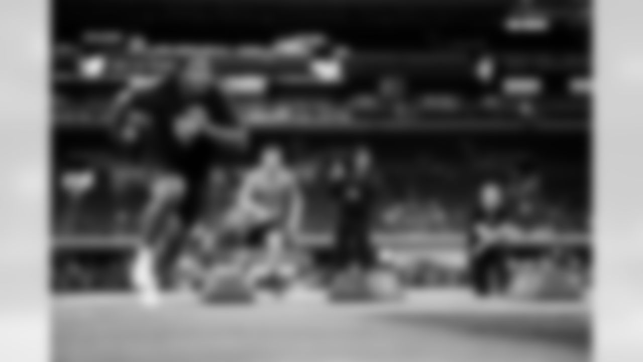 Tennessee defensive lineman Bryson Eason (09) participates in a drill during the 2026 NFL Scouting Combine on Thursday, February 26, 2026 in Indianapolis, Indiana. (Cooper Neill/NFL)
