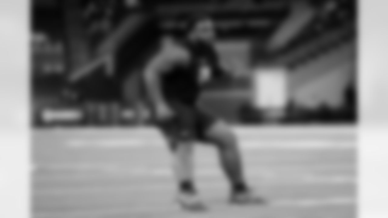 Oklahoma defensive lineman Damonic Williams (28) participates in a drill during the 2026 NFL Scouting Combine on Thursday, February 26, 2026 in Indianapolis, Indiana. (Lauren Leigh Bacho/NFL)