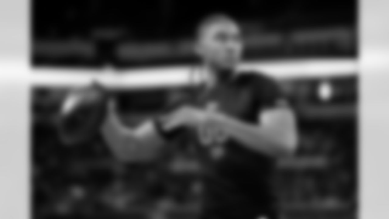 Arkansas quarterback Taylen Green (08) participates in a drill during the 2026 NFL Scouting Combine on Saturday, February 28, 2026 in Indianapolis, Indiana. (Lauren Leigh Bacho/NFL)