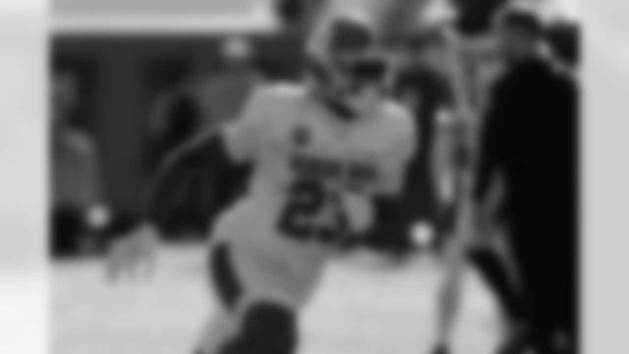 National Team running back Adam Randall (23), of Clemson, runs through drills during practice for the Senior Bowl NCAA college football game Wednesday, Jan. 28, 2026, in Mobile, Ala. (AP Photo/Butch Dill)