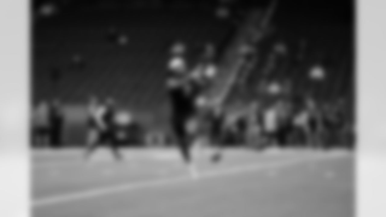 LSU wide receiver Zavion Thomas (38) participates in a drill during the 2026 NFL Scouting Combine on Saturday, February 28, 2026 in Indianapolis, Indiana. (Lauren Leigh Bacho/NFL)