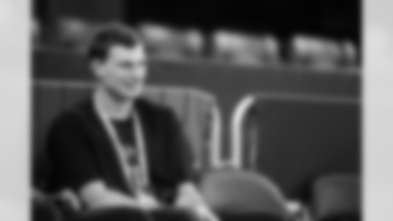 Indiana quarterback Fernando Mendoza (11) looks on during the 2026 NFL Scouting Combine on Saturday, February 28, 2026 in Indianapolis, Indiana. (Cooper Neill/NFL)