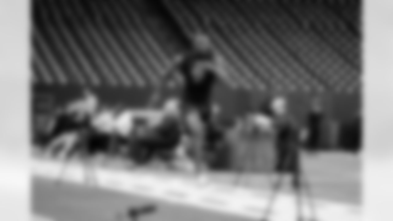 Georgia wide receiver Colbie Young (46) runs the 40-yard dash during the 2026 NFL Scouting Combine on Saturday, February 28, 2026 in Indianapolis, Indiana. (Lauren Leigh Bacho/NFL)